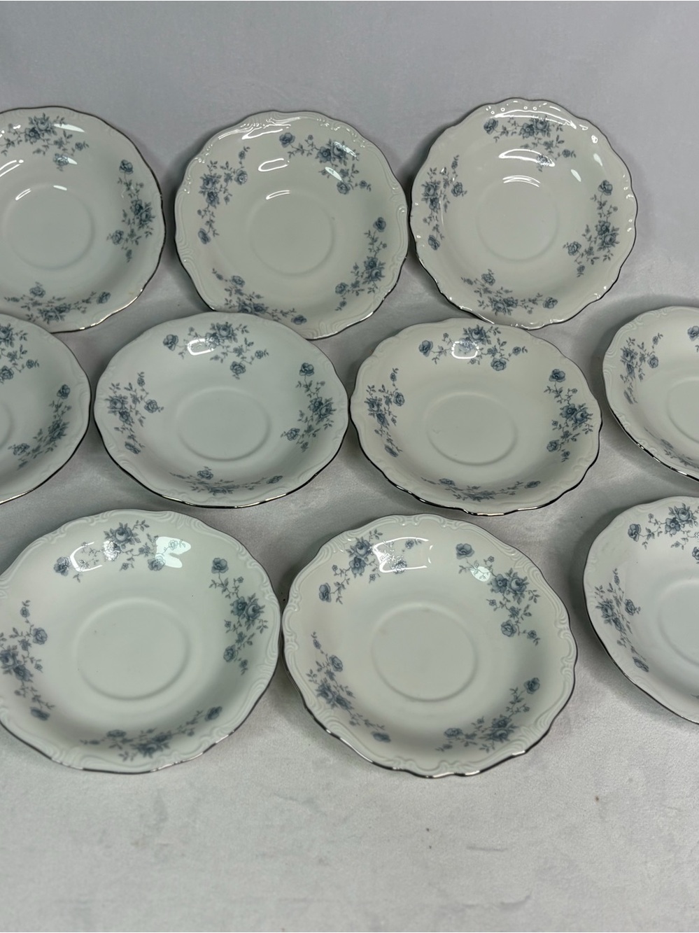 Johann Haviland Bavaria Germany 6" Saucers Blue Roses Lot of 10